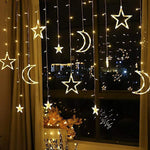 Ramadan Decoration Lights,star & Moon Curtain Lights( 10ft Curtain Light )